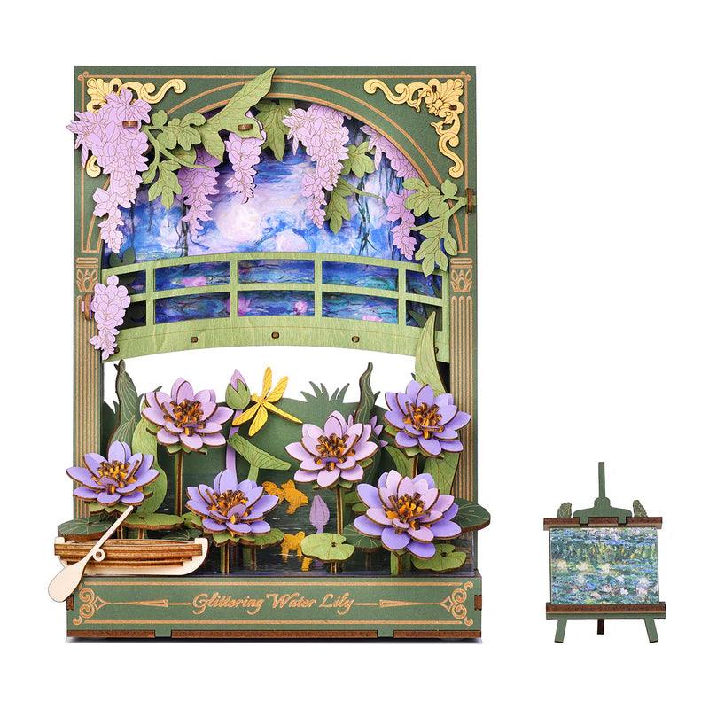 Monet's Garden 3D Wooden Puzzle with LED Lighting - DIY Flower by Extoril