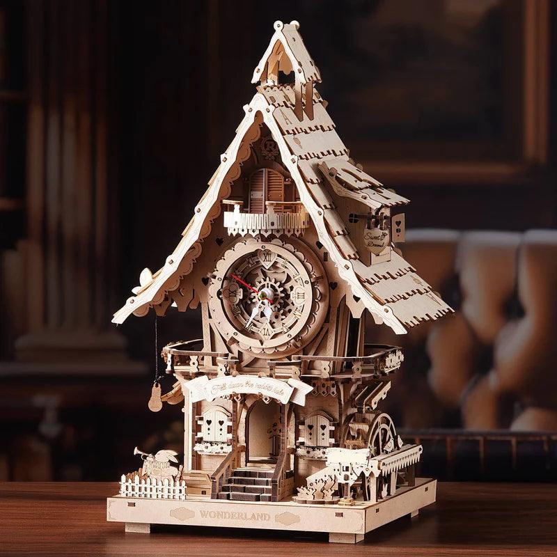 Woodland Cuckoo Clock 3D Wooden Puzzle Kit with LED Lights - 3D Wooden Puzzle by Extoril