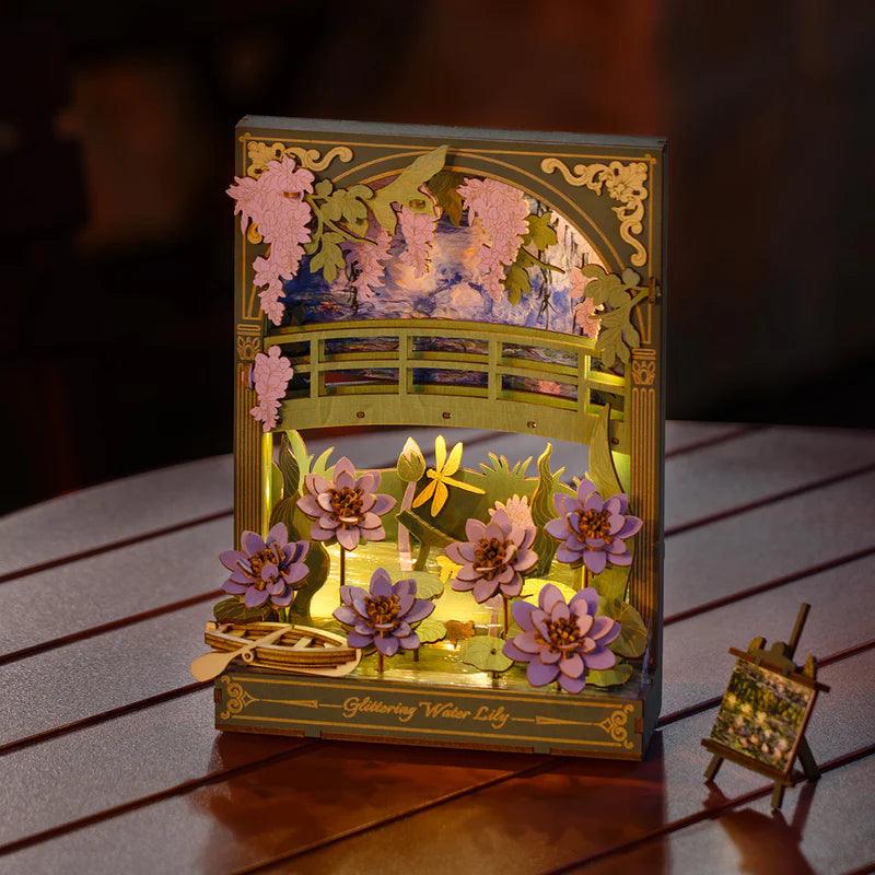 Monet's Garden 3D Wooden Puzzle with LED Lighting - DIY Flower by Extoril