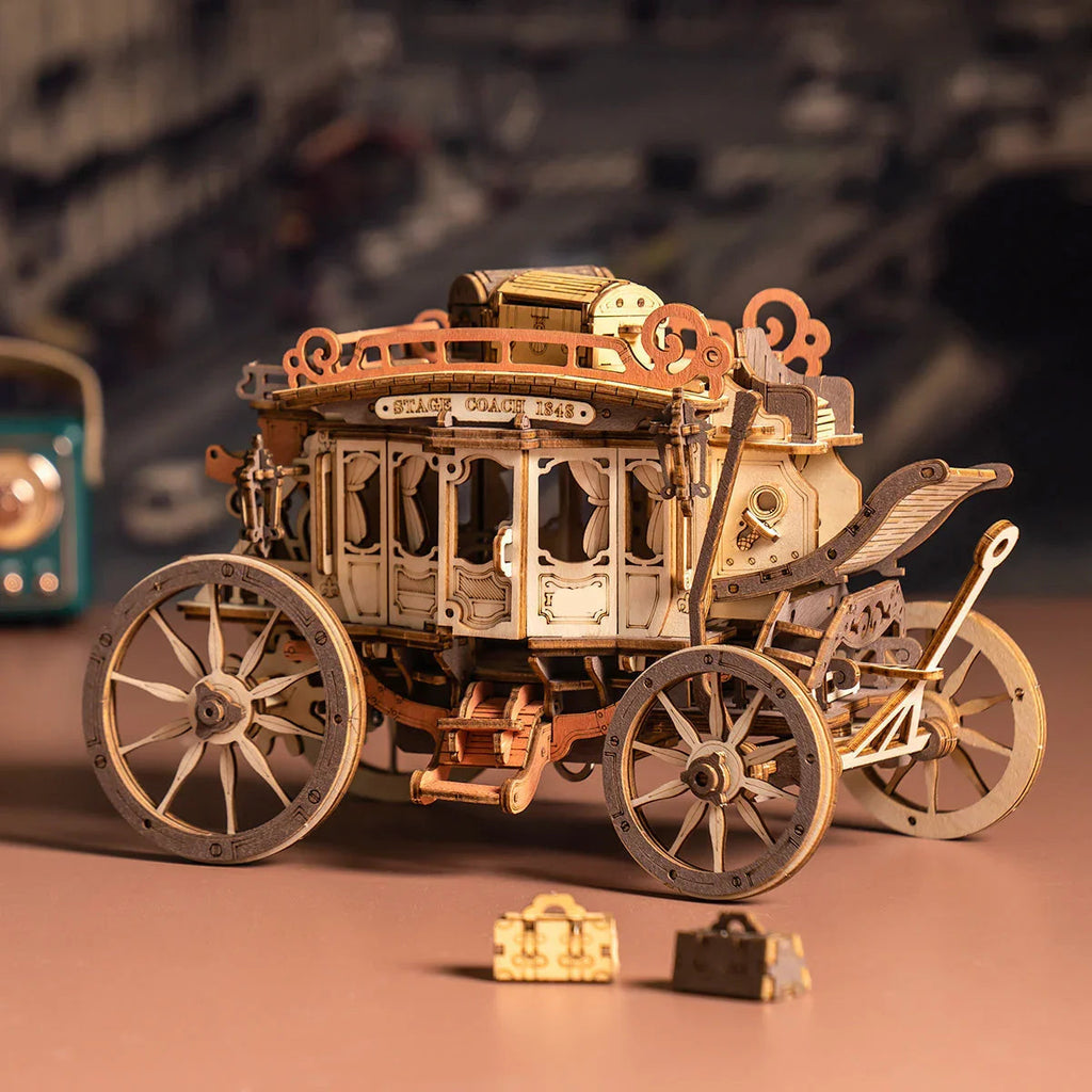 Victorian Stagecoach Musical Mechanical Kit - 3D Wooden Puzzle by Extoril