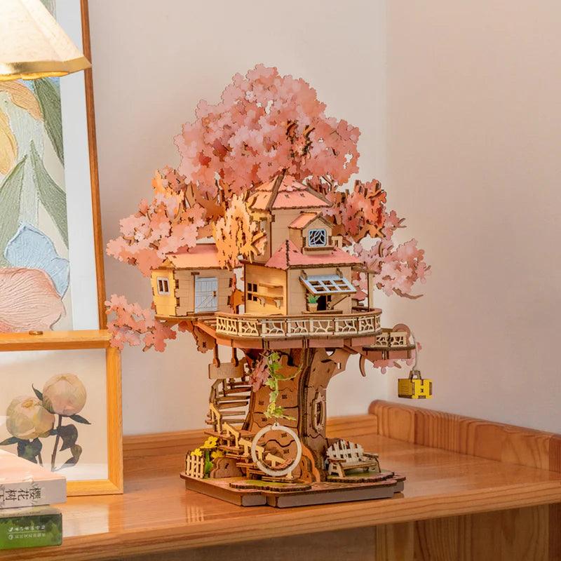 Sakura Tree House DIY Assembly Kit - 3D Wooden Puzzle by Extoril