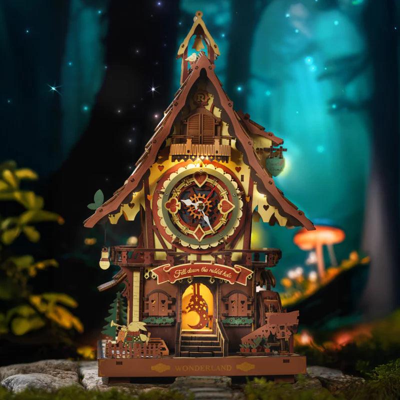 Woodland Cuckoo Clock 3D Wooden Puzzle Kit with LED Lights - 3D Wooden Puzzle by Extoril