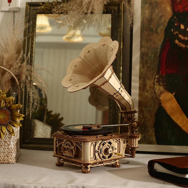 Vintage Melody Maker DIY Wooden Gramophone Kit - 3D Wooden Puzzle by Extoril