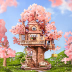 Sakura Tree House DIY Assembly Kit - 3D Wooden Puzzle by Extoril