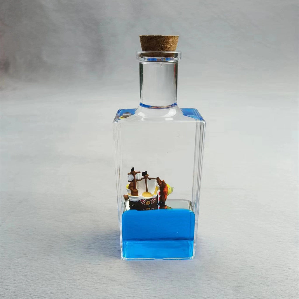 One Piece Floating Ship Fluid Drift Bottle Desktop Decoration