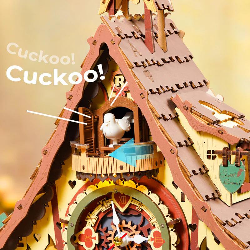 Woodland Cuckoo Clock 3D Wooden Puzzle Kit with LED Lights - 3D Wooden Puzzle by Extoril