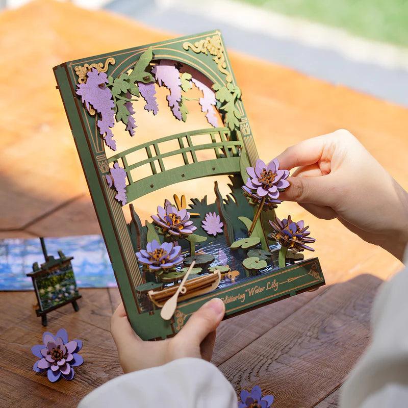 Monet's Garden 3D Wooden Puzzle with LED Lighting - DIY Flower by Extoril