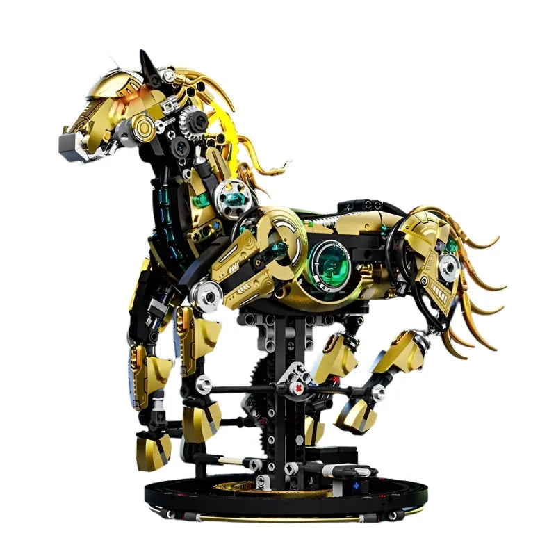 Mechanical Stealth Stallion Premium Golden Armored Building Kit - 3d metal puzzle by Extoril