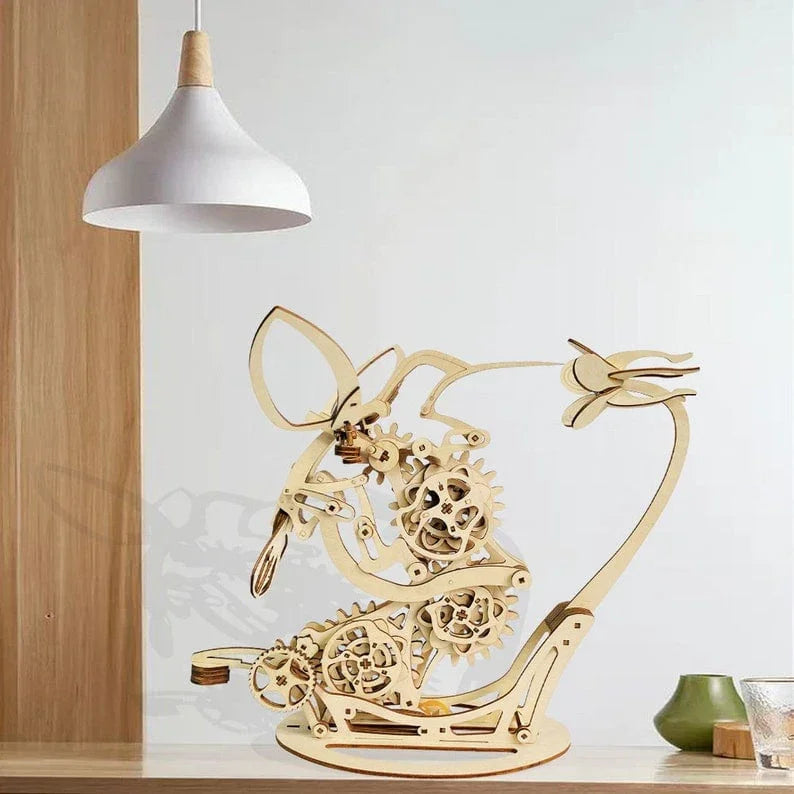 Kinetic Hummingbird Sculpture - 3D Wooden Mechanical Puzzle Kit - 3D Wooden Puzzle by Extoril