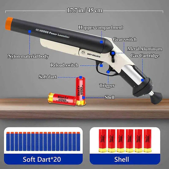 HDS68 Pump Action Nerf Shotgun With Gas Cylinder Double Barrel