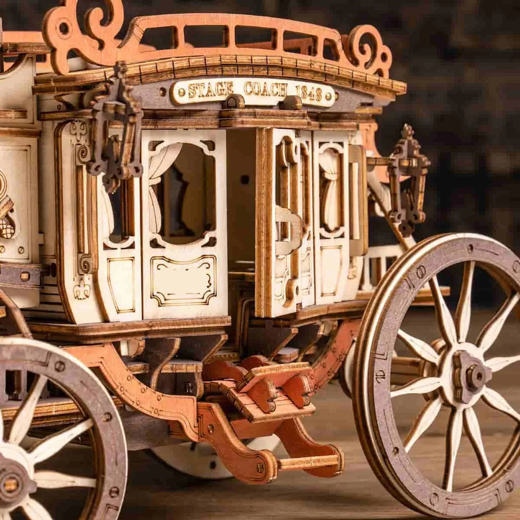 Victorian Stagecoach Musical Mechanical Kit - 3D Wooden Puzzle by Extoril