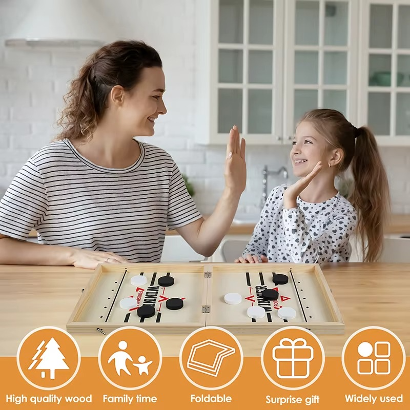 Fast Sling Puck Game Wooden Foldable Foosball Board - Gadget by Extoril