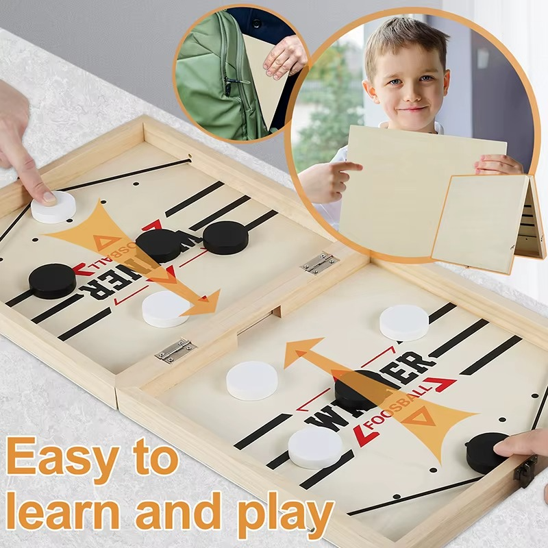 Fast Sling Puck Game Wooden Foldable Foosball Board - Gadget by Extoril