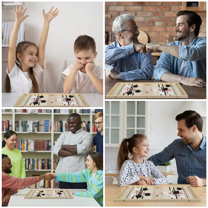 Fast Sling Puck Game Wooden Foldable Foosball Board - Gadget by Extoril