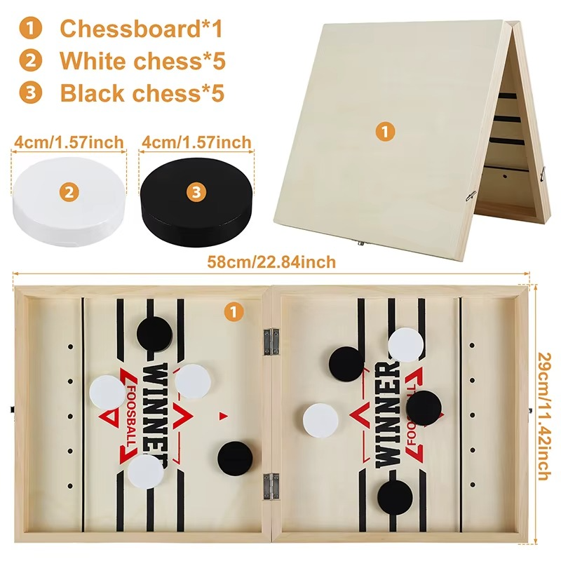 Fast Sling Puck Game Wooden Foldable Foosball Board - Gadget by Extoril