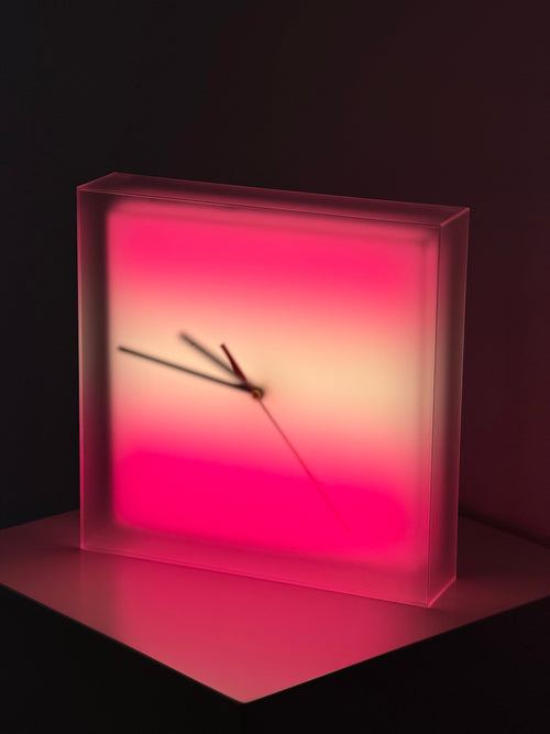 Solarglow Aurora Smart Clock Lamp with pink gradient glow