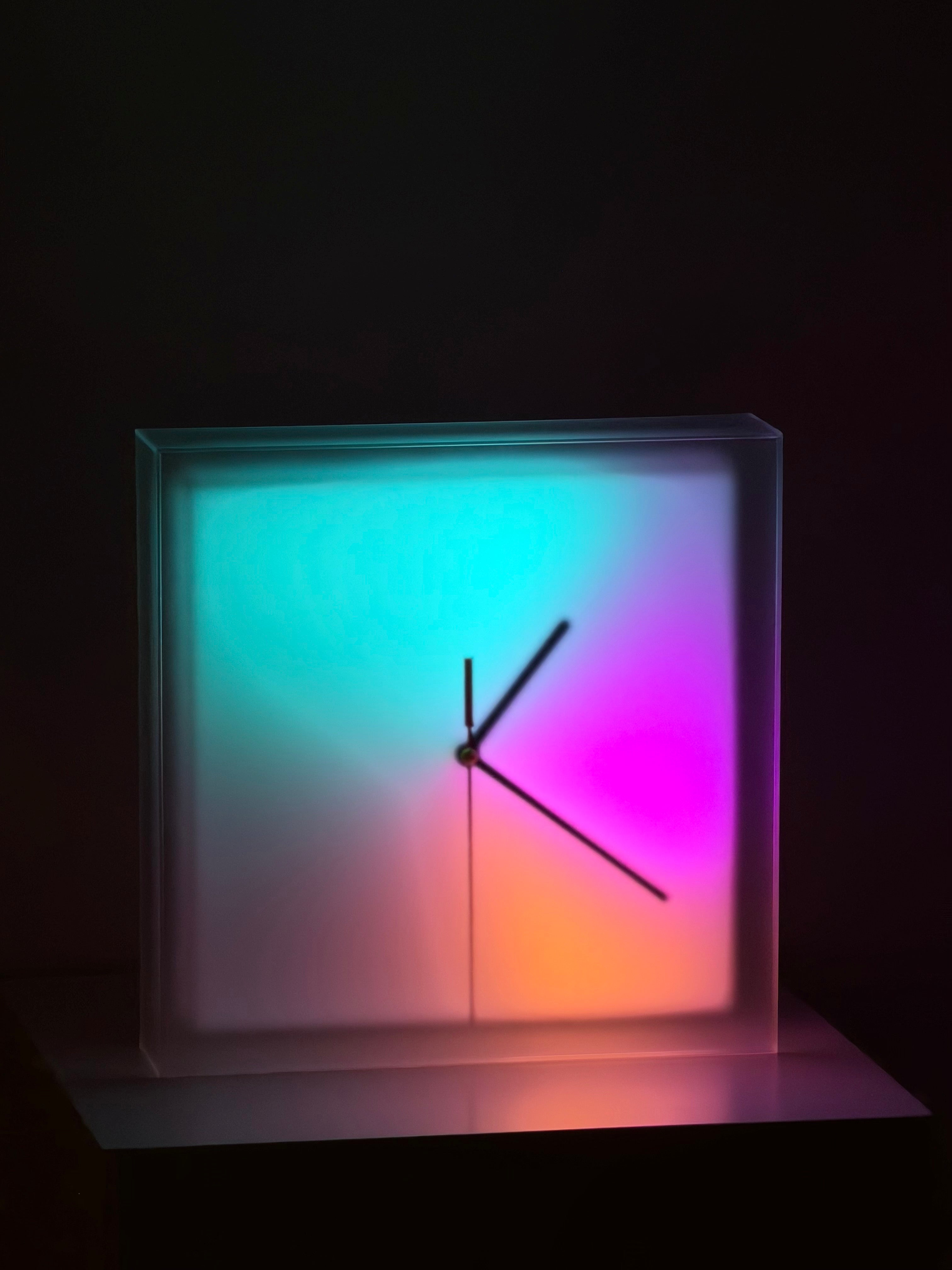 Solarglow Aurora Clock teal and magenta color palette