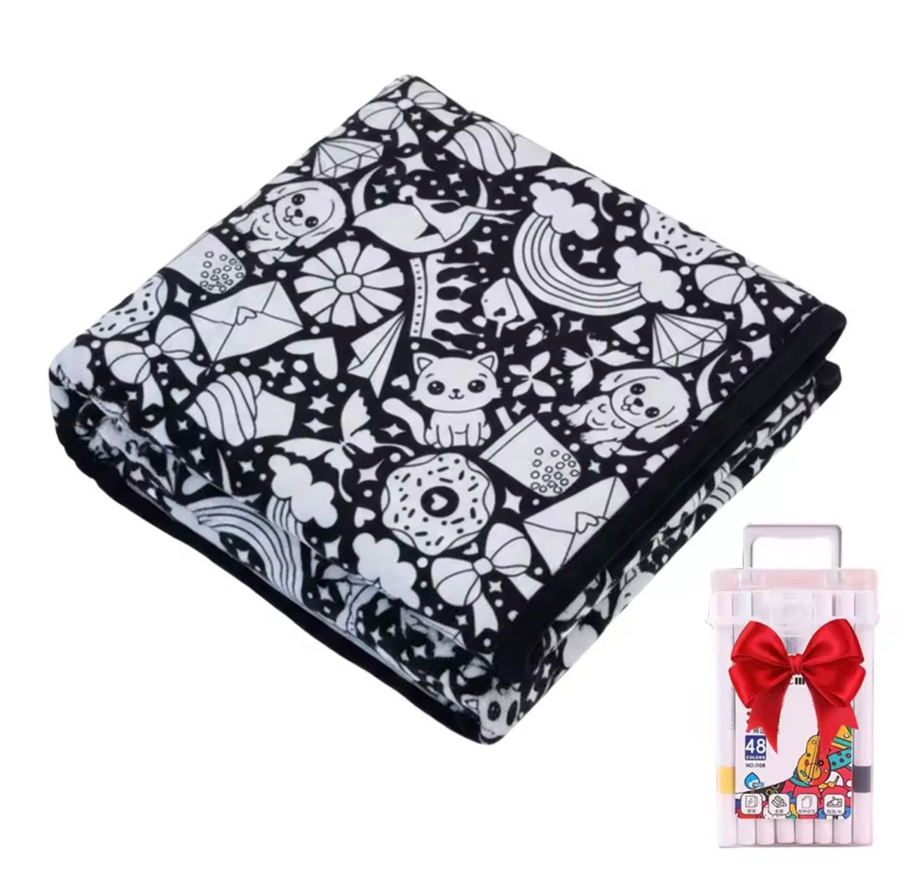ArtNest colorable throw blanket Animal Planet design - washable DIY art blanket by Extoril