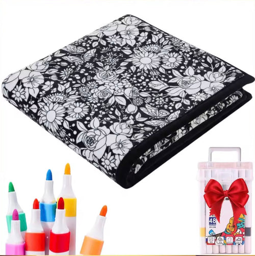 ArtNest colorable throw blanket Flowers design - interactive coloring blanket by Extoril