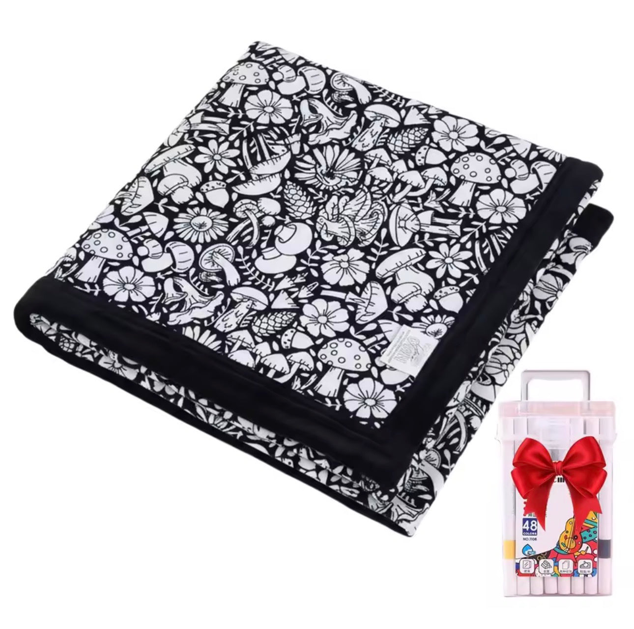 ArtNest colorable throw blanket Mushroom World design - creative gift blanket by Extoril