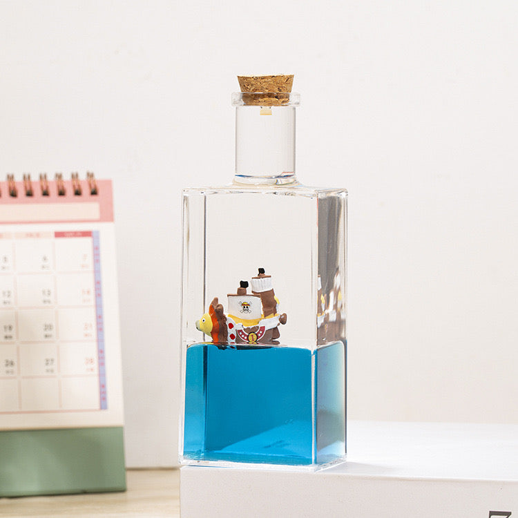 One Piece Floating Ship Fluid Drift Bottle Desktop Decoration