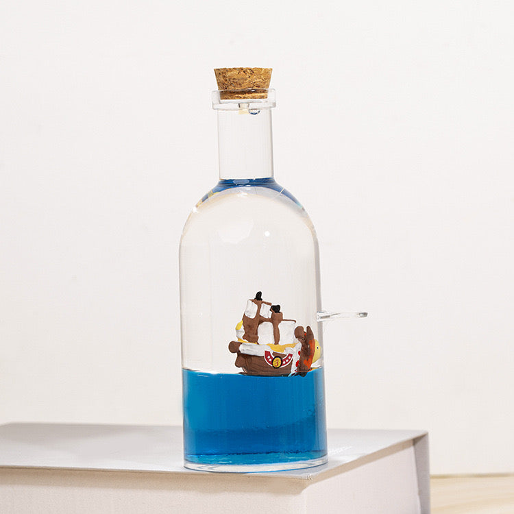 One Piece Floating Ship Fluid Drift Bottle Desktop Decoration