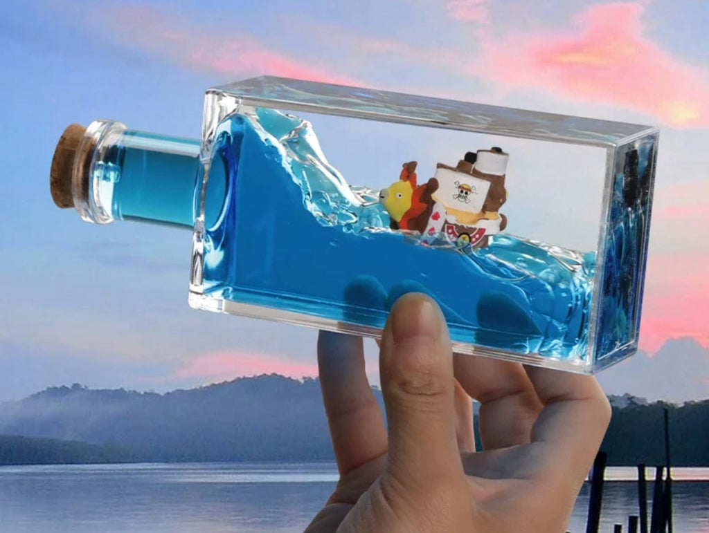 One Piece Floating Ship Fluid Drift Bottle Desktop Decoration