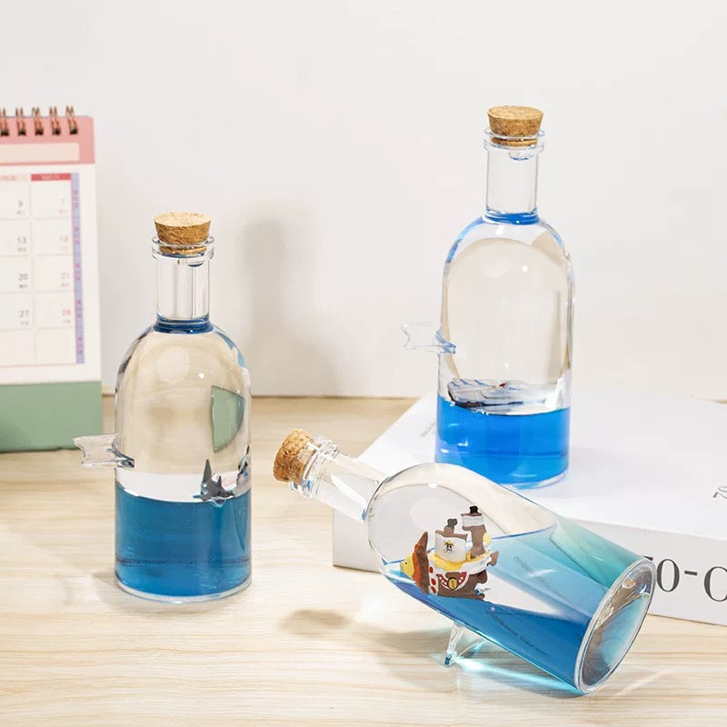 One Piece Floating Ship Fluid Drift Bottle Desktop Decoration