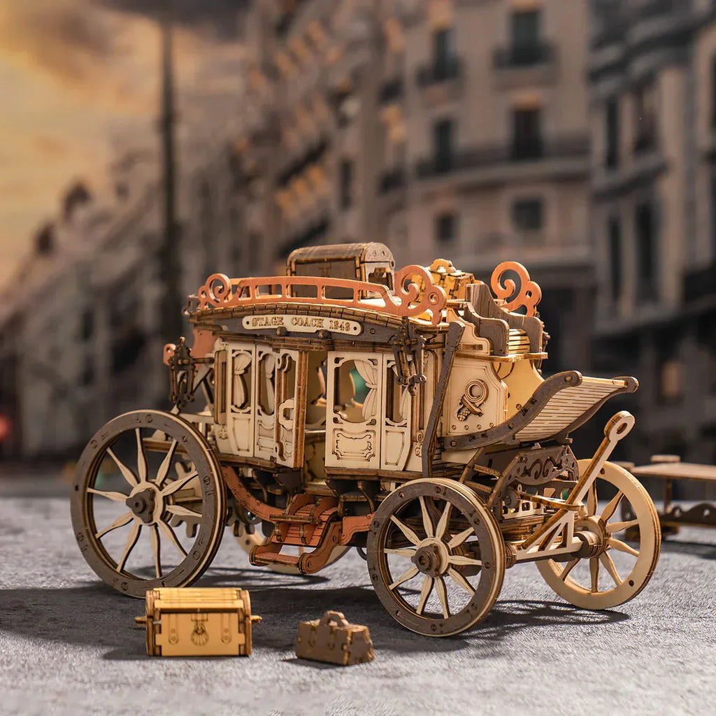Victorian Stagecoach Musical Mechanical Kit - 3D Wooden Puzzle by Extoril