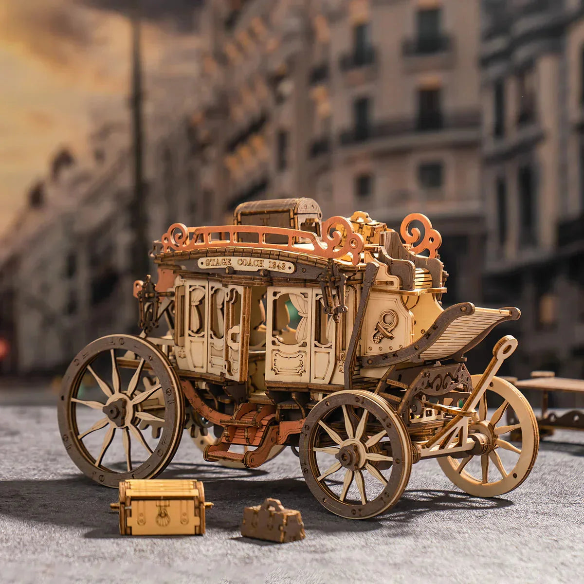 Victorian Stagecoach Musical Mechanical Kit - 3D Wooden Puzzle by Extoril