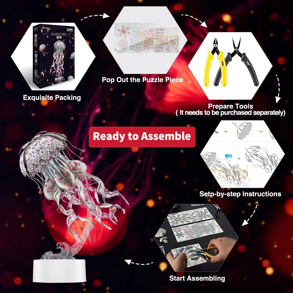 3D Metal Puzzle Jellyfish Kit - 3d metal puzzle by Extoril