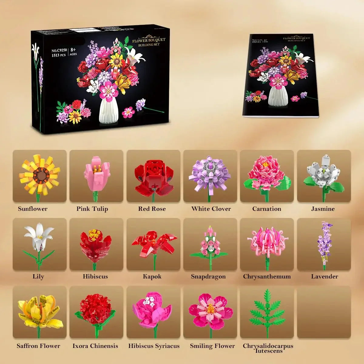 Flower Bouquet Building Set - 18PCS - DIY Flower by Extoril