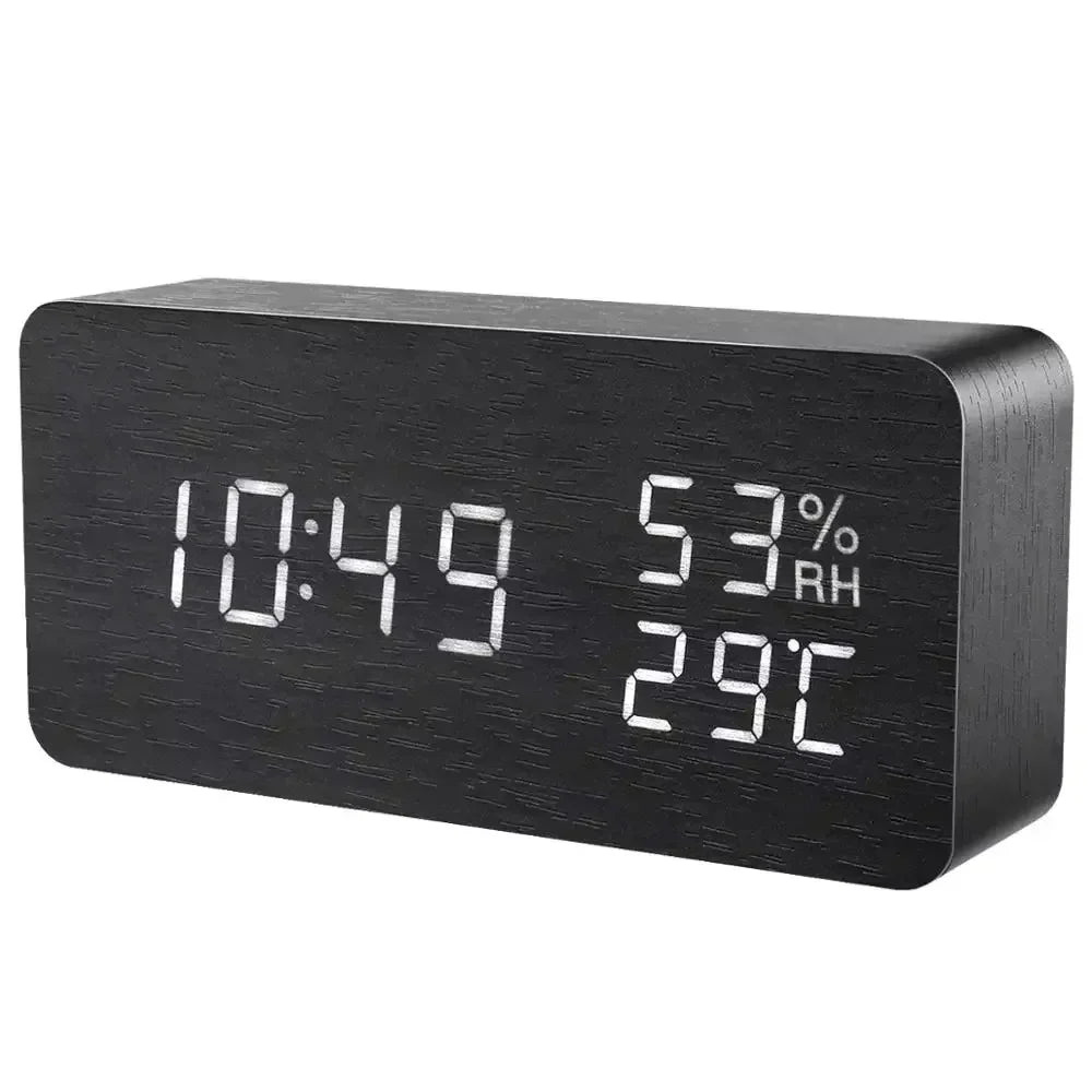 NatureSense Wooden LED Alarm Clock - home decor by Extoril