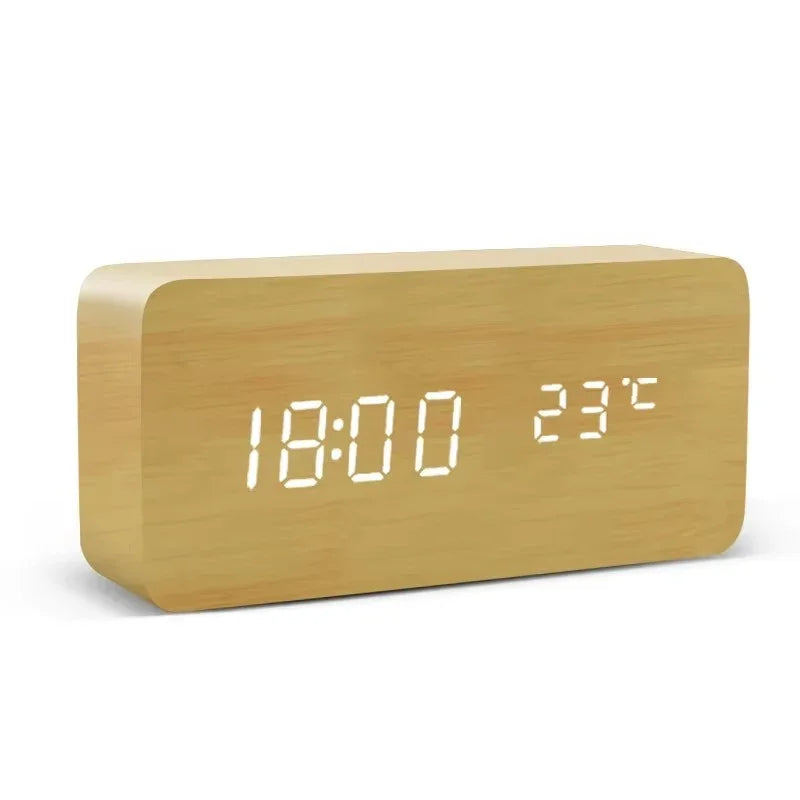 NatureSense Wooden LED Alarm Clock - home decor by Extoril