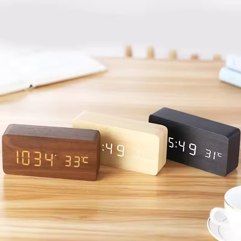 NatureSense Wooden LED Alarm Clock - home decor by Extoril