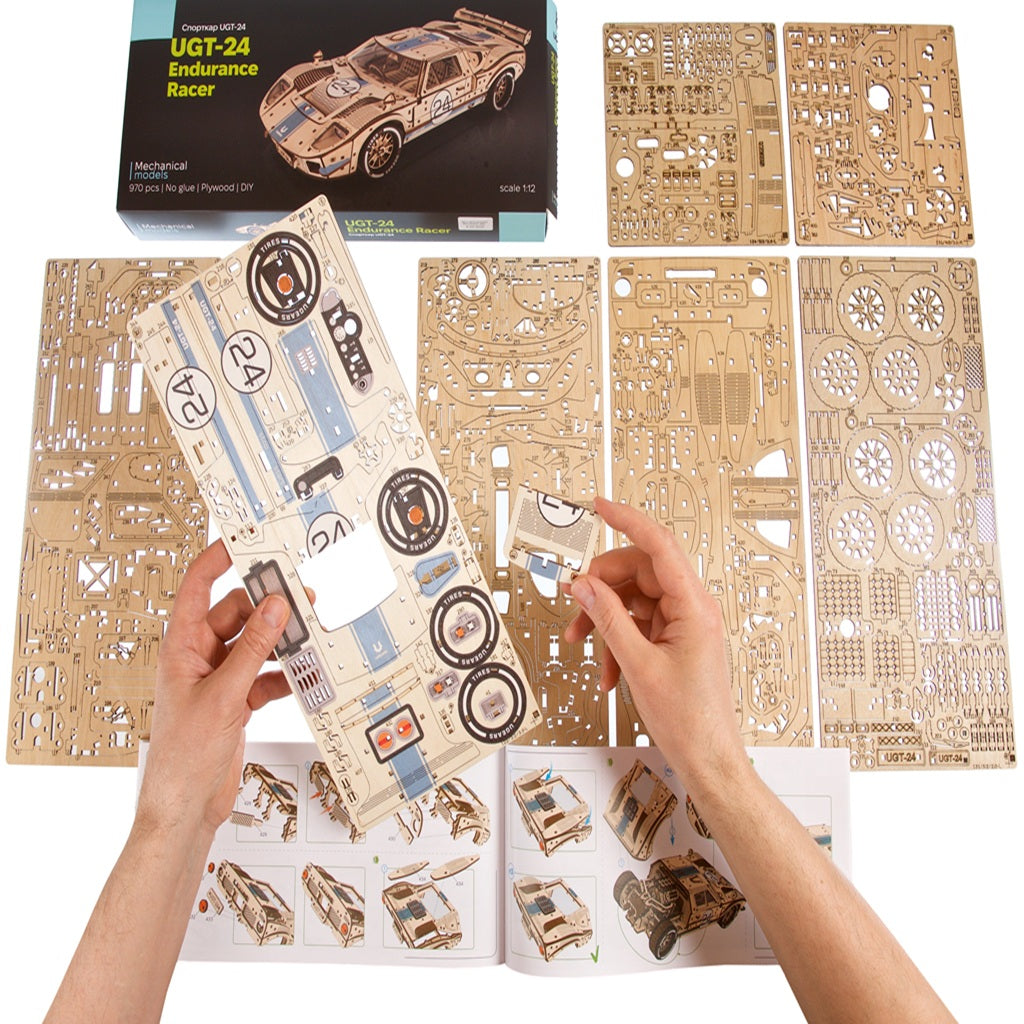 UGT-24 Endurance Racer Classic Le Mans Wooden Model Kit - 3D Wooden Puzzle by Extoril