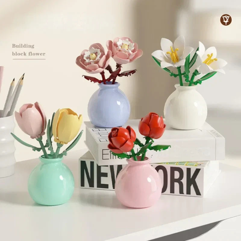 Building Block Flowers - Brick Bouquet with Vase - DIY Flower by Extoril