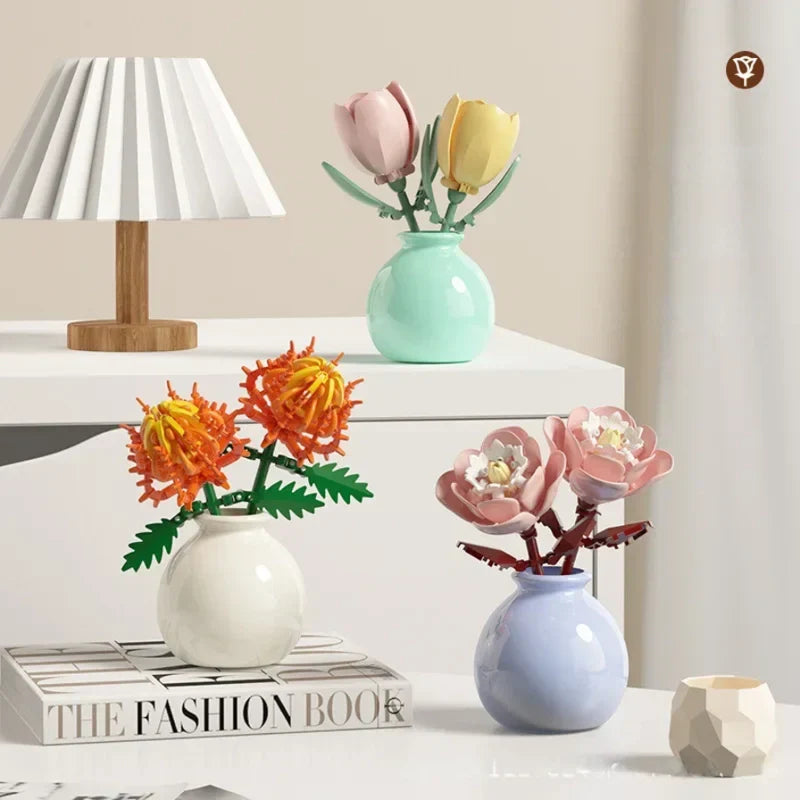 Building Block Flowers - Brick Bouquet with Vase - DIY Flower by Extoril
