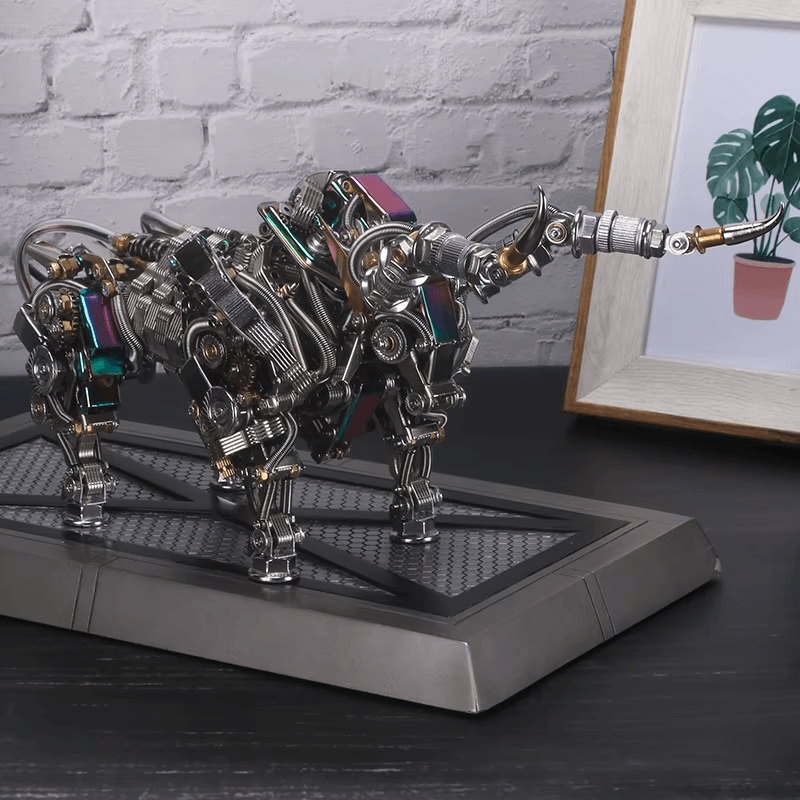 DIY 3D Metal Mechanical Bull Animal Model Assembly Kit 1087Pcs - 3d metal puzzle by Extoril