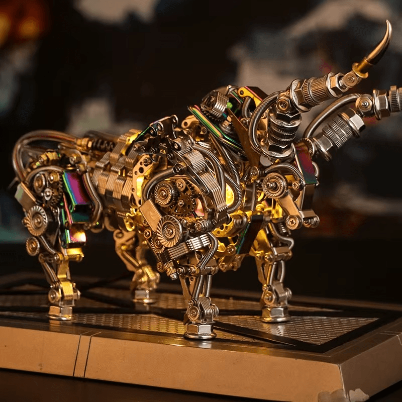 DIY 3D Metal Mechanical Bull Animal Model Assembly Kit 1087Pcs - 3d metal puzzle by Extoril