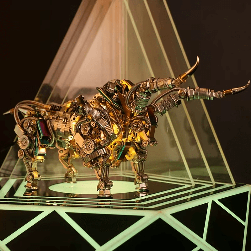 DIY 3D Metal Mechanical Bull Animal Model Assembly Kit 1087Pcs - 3d metal puzzle by Extoril