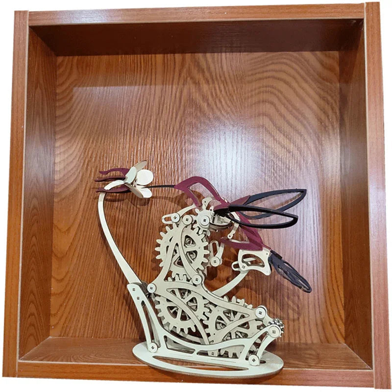 Kinetic Hummingbird Sculpture - 3D Wooden Mechanical Puzzle Kit - 3D Wooden Puzzle by Extoril