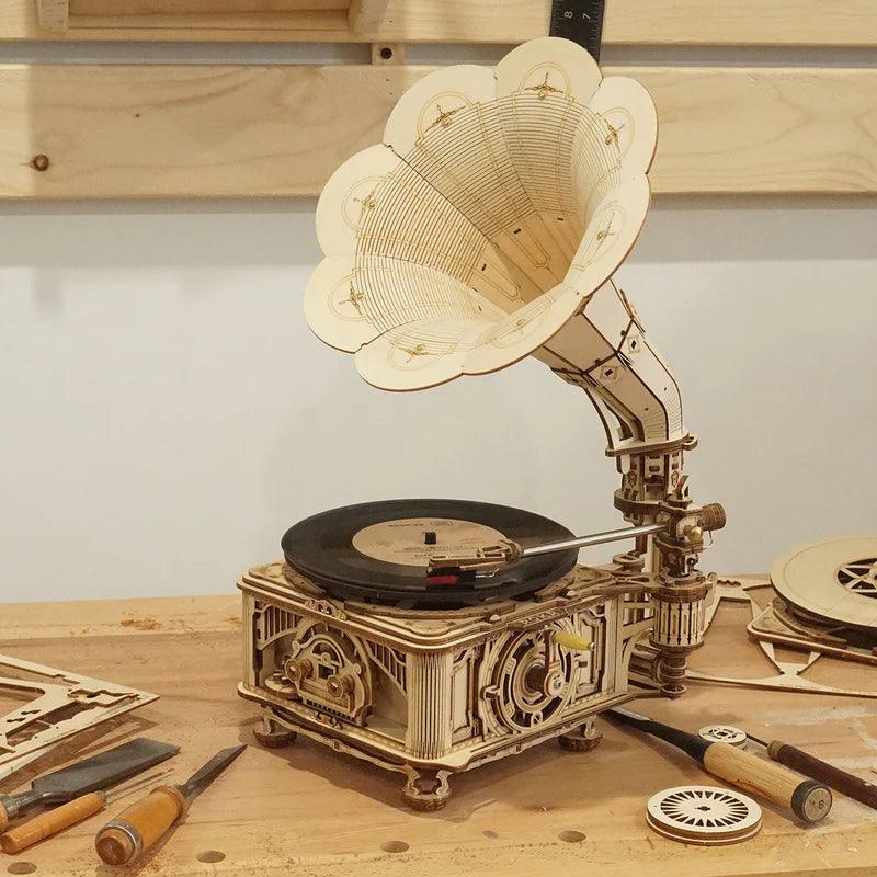 Vintage Melody Maker DIY Wooden Gramophone Kit - 3D Wooden Puzzle by Extoril