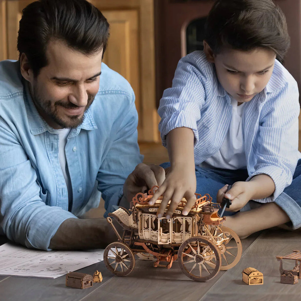 Victorian Stagecoach Musical Mechanical Kit - 3D Wooden Puzzle by Extoril