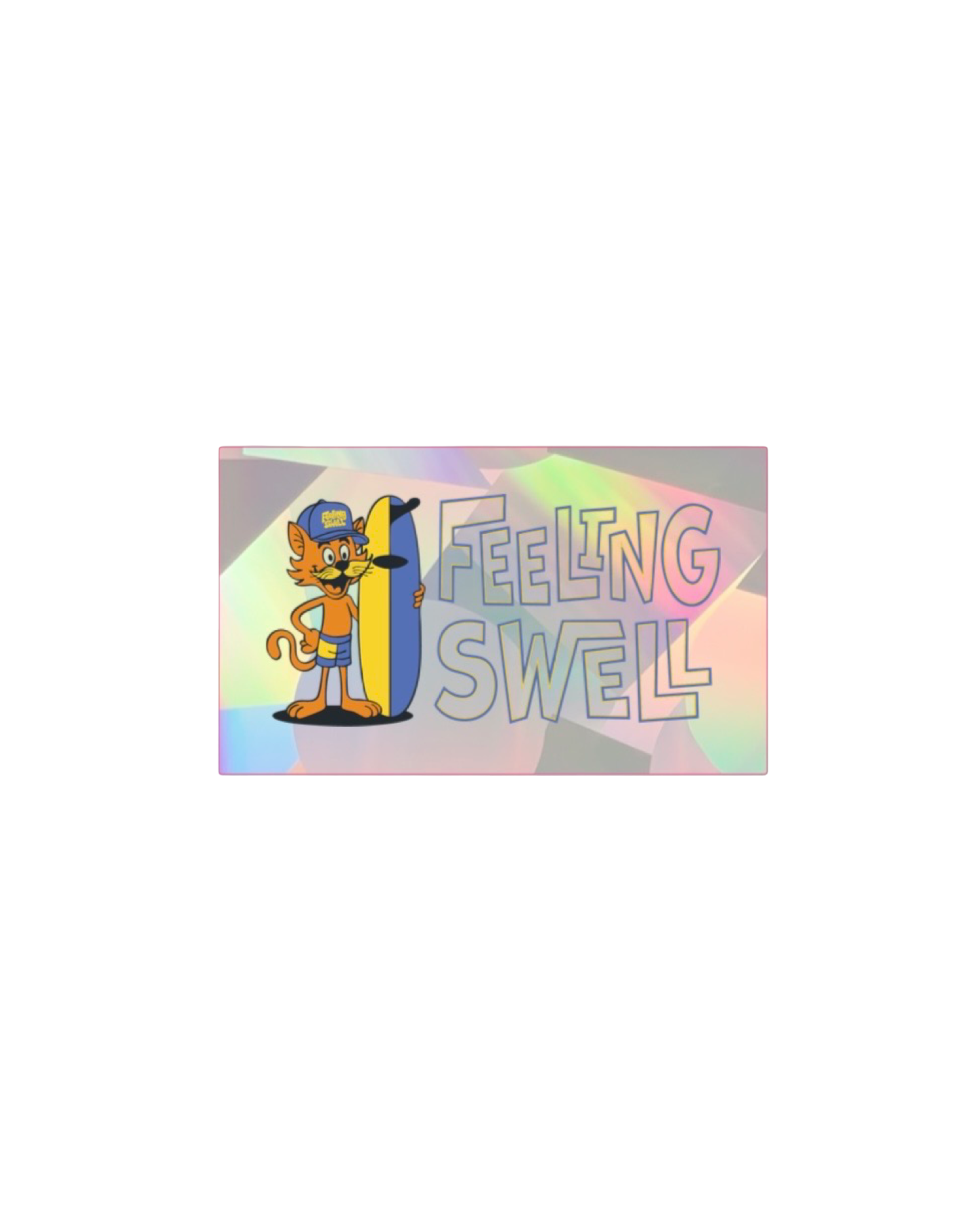PrismVeil Coolcatwave — Cool Cat Surf Rainbow Sticker
