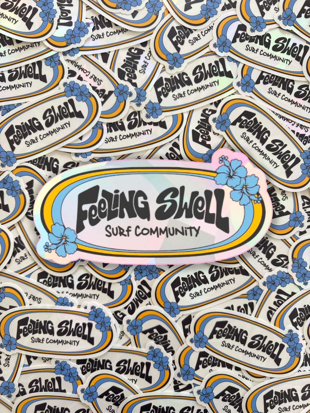 PrismVeil Hibiscwave — Hibiscus Surf Rainbow Sticker