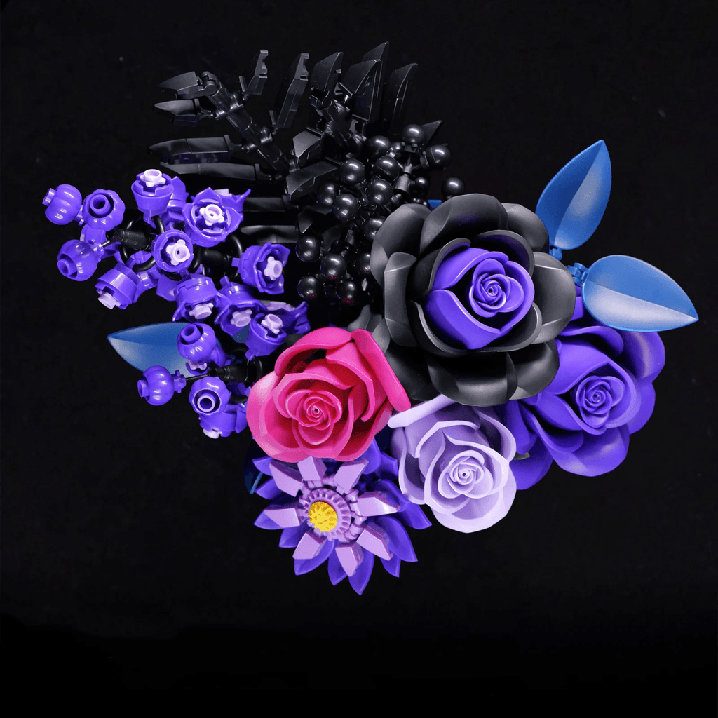 Purple Rose Bouquet Building Blocks Set - DIY Flower by Extoril
