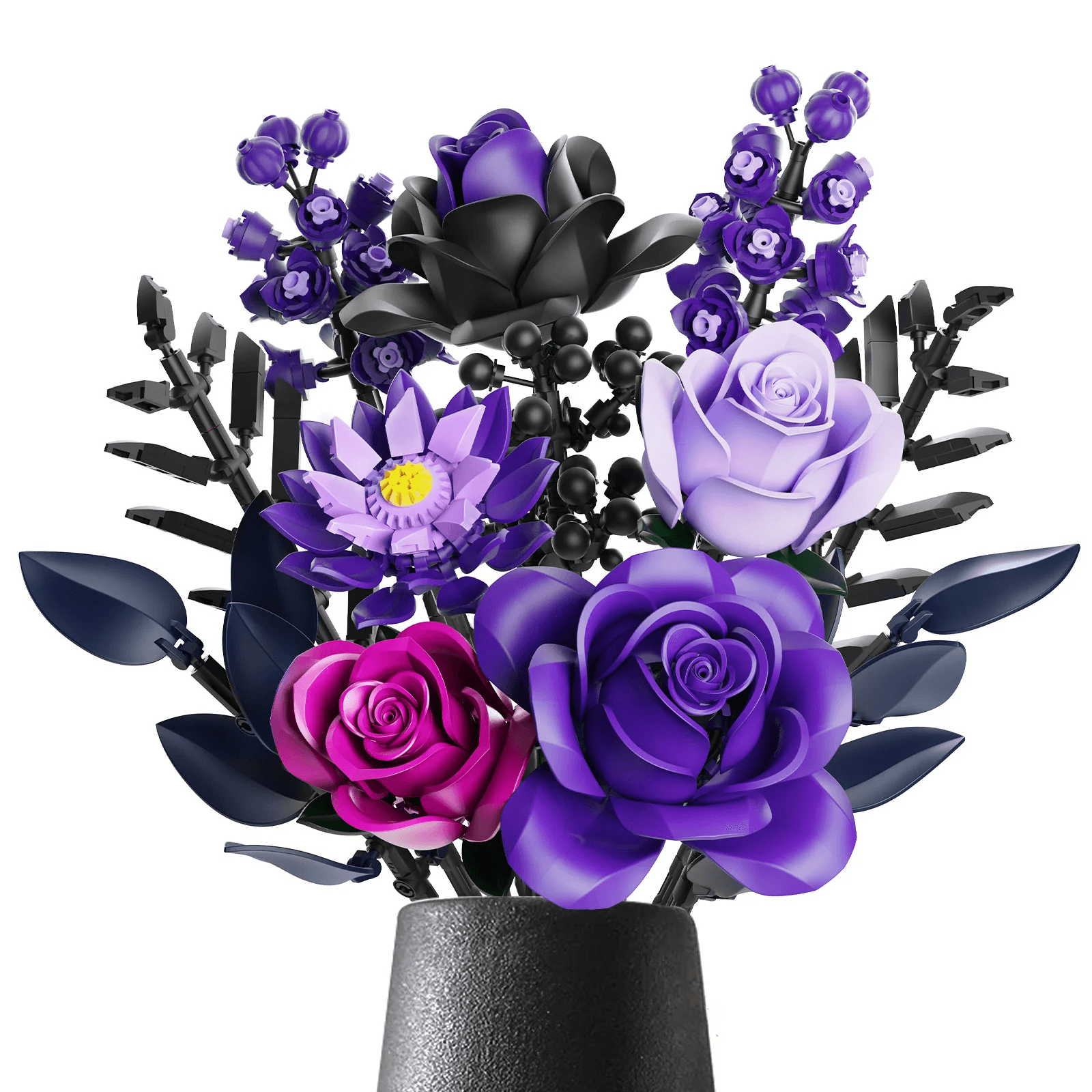 Purple Rose Bouquet Building Blocks Set - DIY Flower by Extoril
