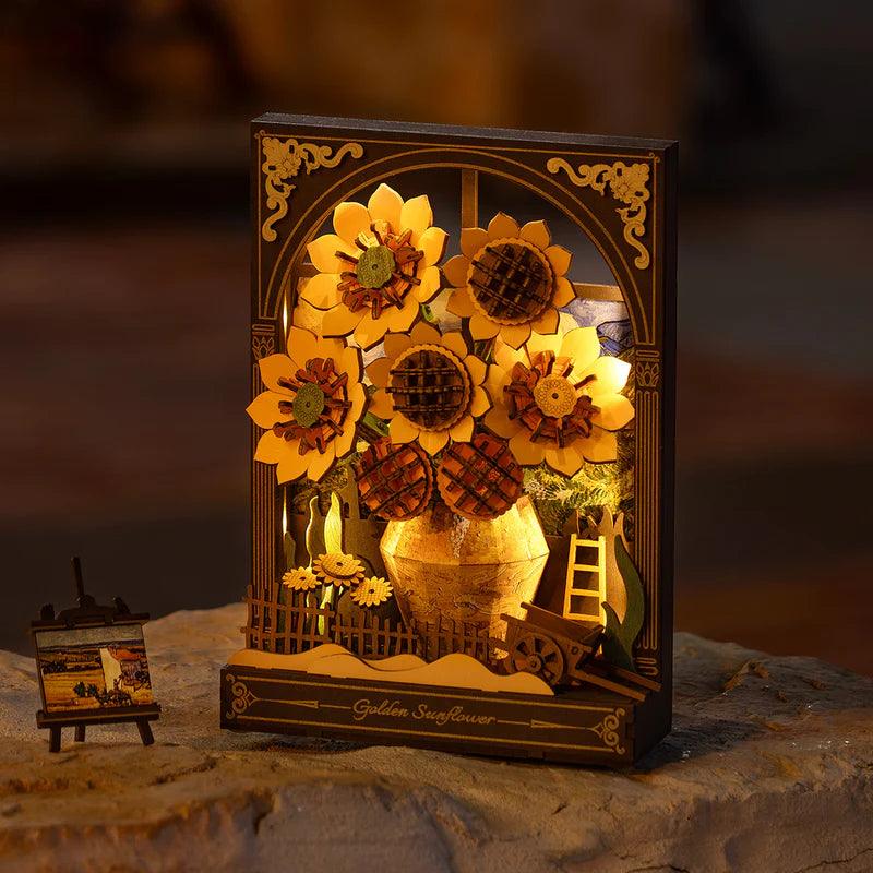 Monet's Garden 3D Wooden Puzzle with LED Lighting - DIY Flower by Extoril