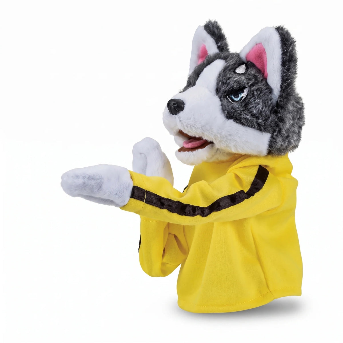 EXTORIL JABSKY hand puppet seen from the side, mitts extended mid-jab